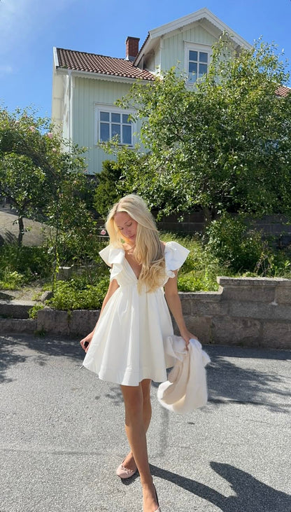 A Line White Short Party Dress Cocktail Dresses Homecoming Dress     cg25783