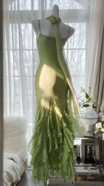 Vintage Evening Dresses, Sleeveless Green Party Gowns  cg25524