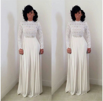 White Long Prom Dress With Sleeves    cg13728