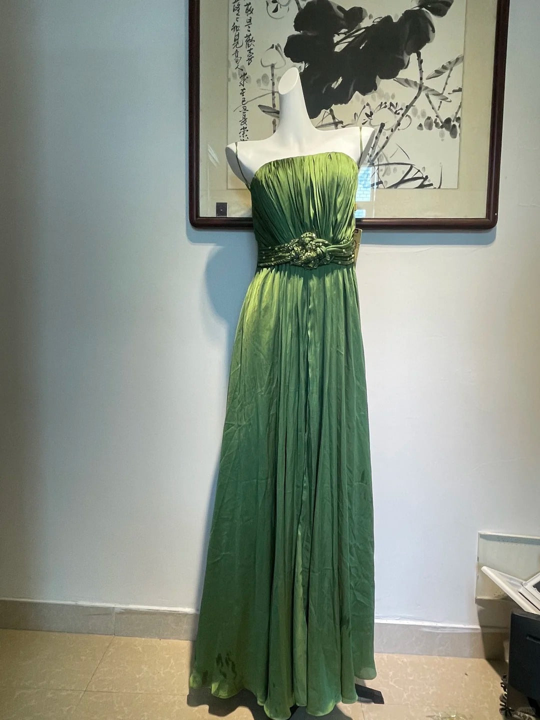 Green elegant fashion long satin Prom dresses evening dress birthday party dress gh4945