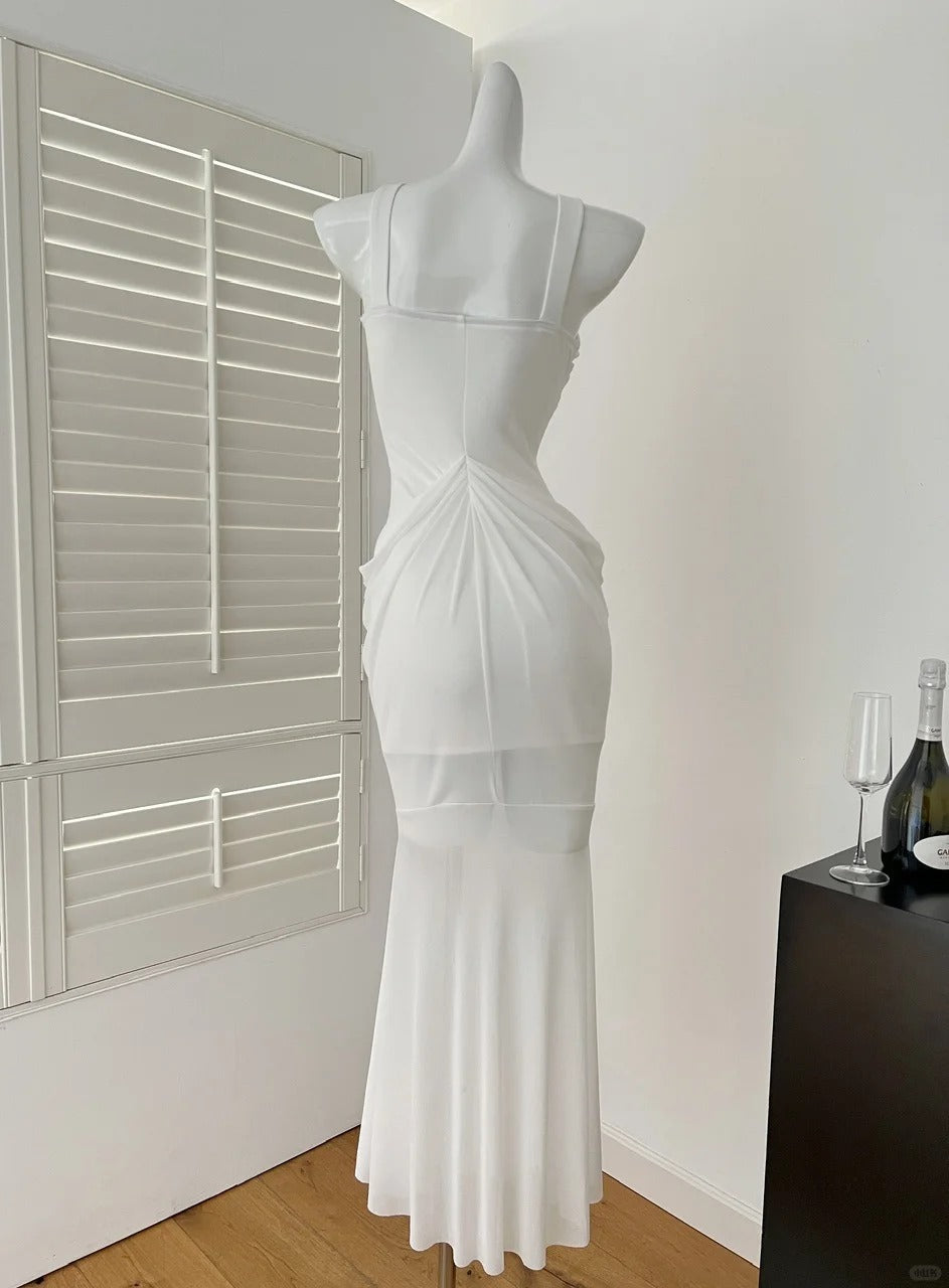 White heavy diamond halter dress long chiffon ball gown evening dress prom dress gh4333