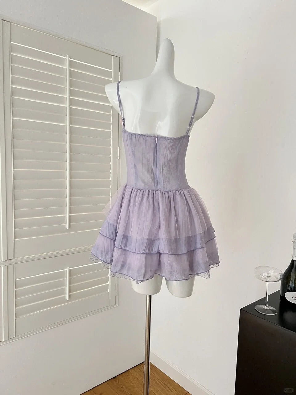 Purple floral homecoming dress short chiffon ball gown evening dress birthday party dress gh4560