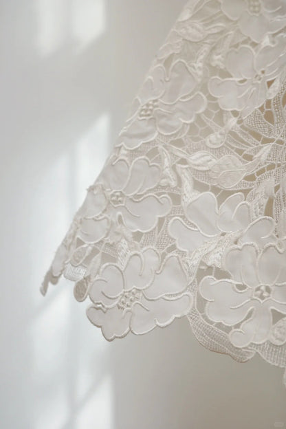 White Floral Lace Short Homecoming Dress Birthday Party Dress gh5068