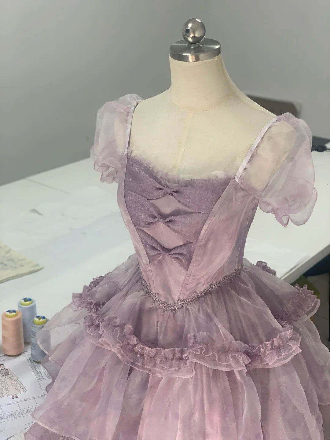 Purple Flower Short Chiffon Homecoming Dress Party Dress gh4647