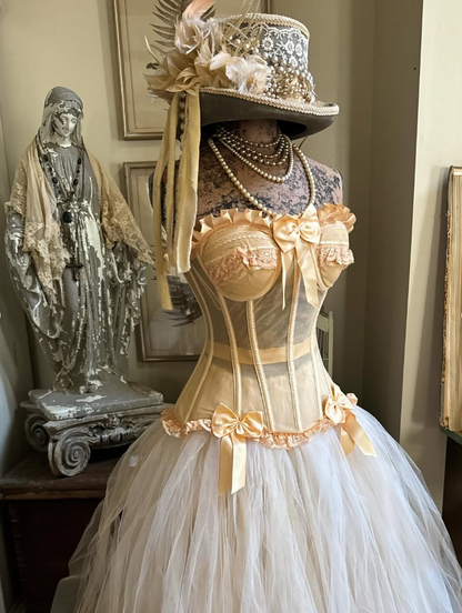 Lolita Ball Gown Strapless Lace Tulle Short Homecoming Dress with Bow SH2256