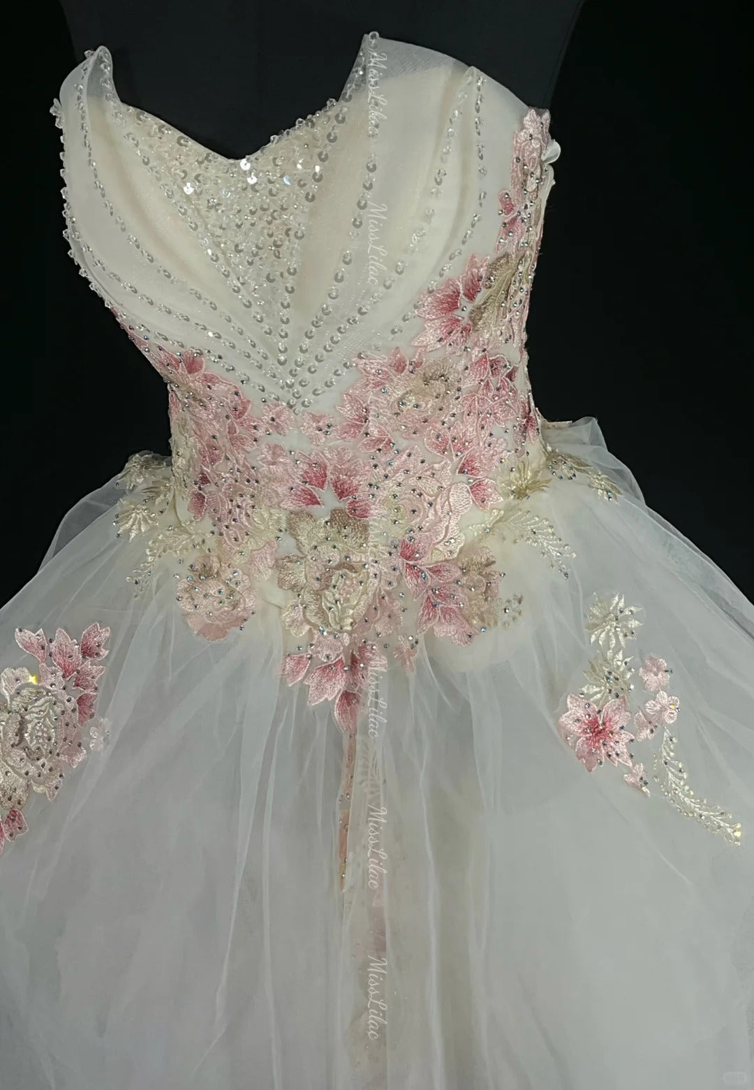 prom dress white pink floral beaded embroidery short/long pretty fairy long tulle prom dress evening dress party dress banquet dress wedding dress homecoming dress gh4720