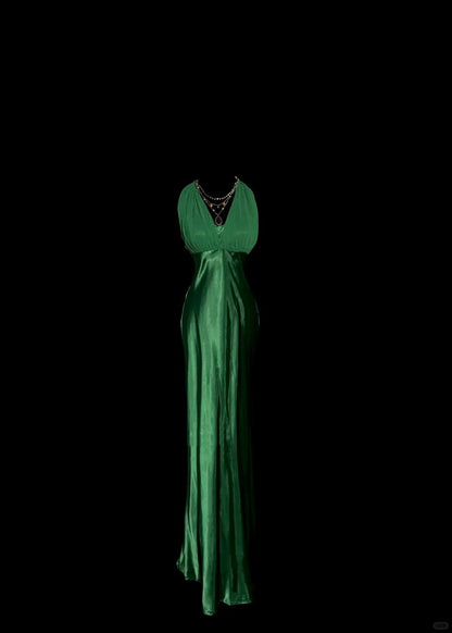 Green Elegant Long Satin Party Dress Prom Dress Evening Gown gh4694