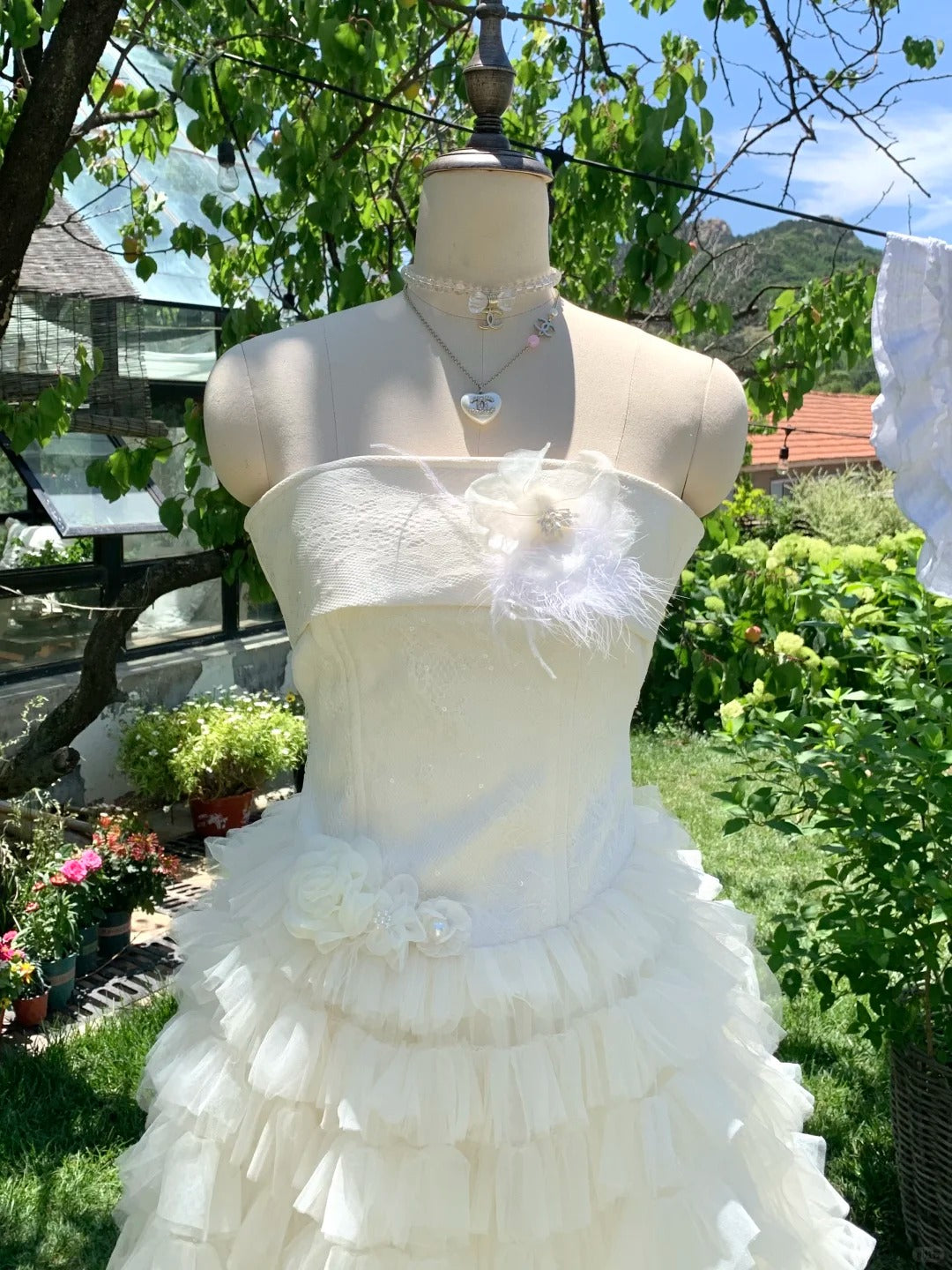 White sweet long chiffon ball gown homecoming dress birthday party dress gh5048