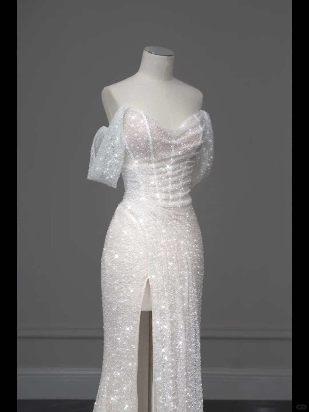 White Sparkling Elegant Mermaid Long Tulle Slimming Prom dress Evening Dress Party Dress gh4991