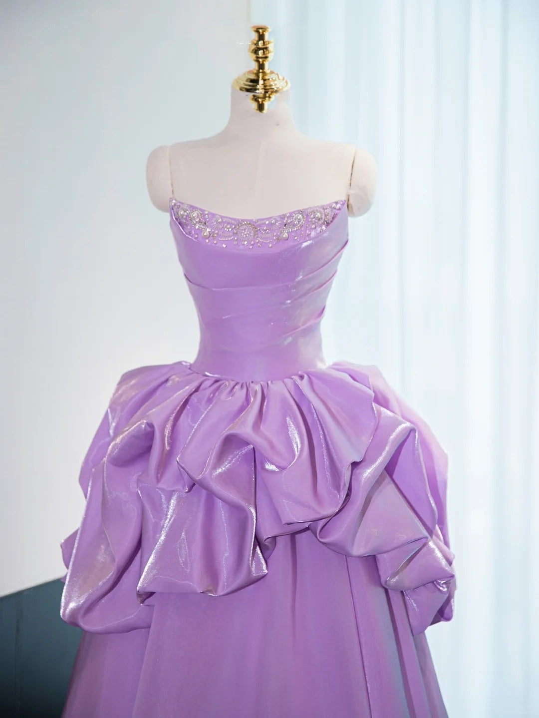 Purple Violet Princess Long Floor Length Satin Ball Gown Evening Dress gh4549