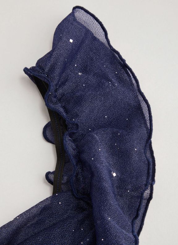 Cowl Neck Sequin Ruffle Maxi Dress Navy Blue Evening Dress      cg25206