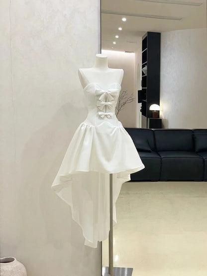 White beautiful princess homecoming dress short chiffon ball gown evening dress birthday dress gh4523
