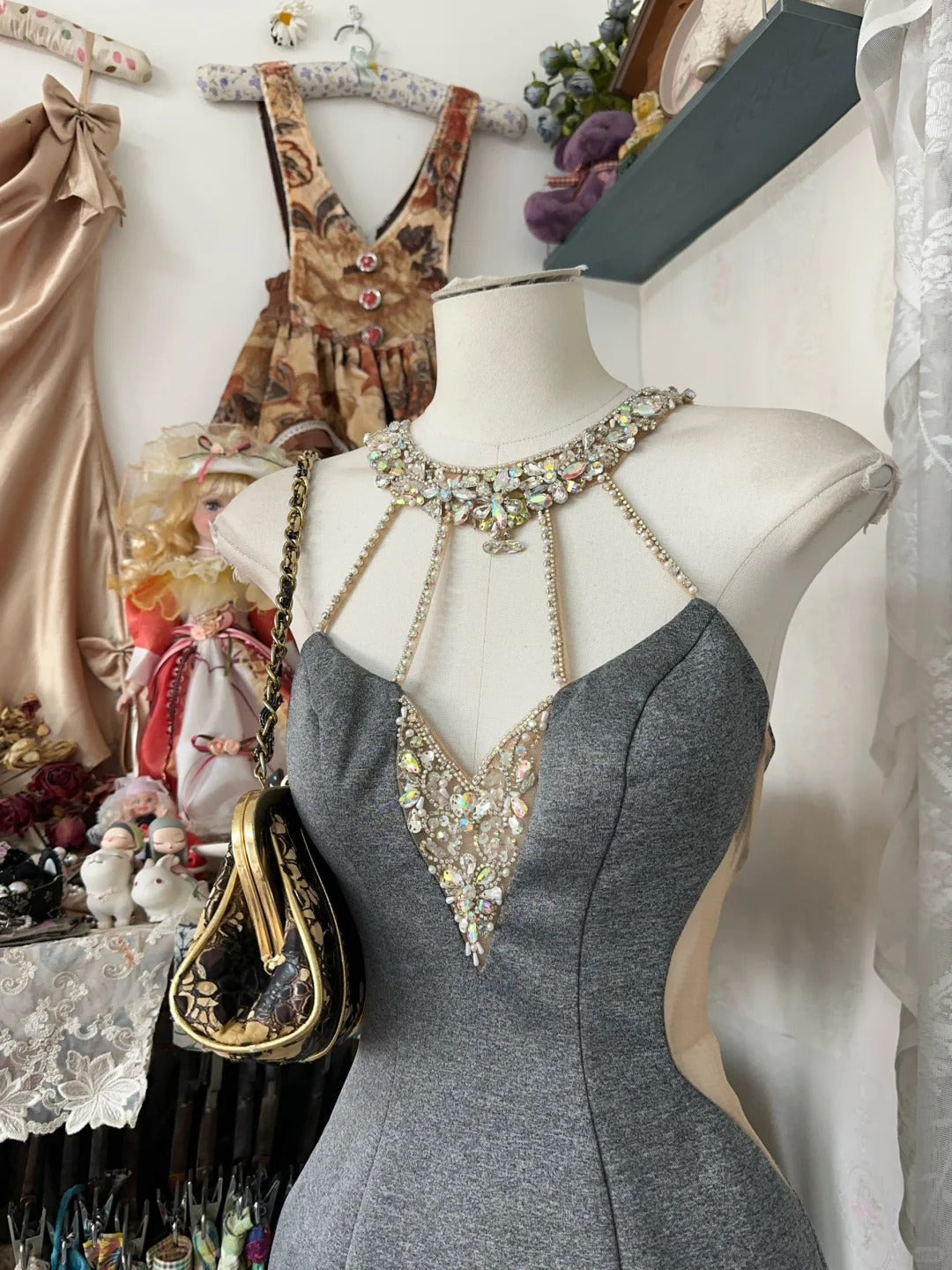 Grey Charming Homecoming Dress Beautiful Short Sexy Cutout Party Dress gh4396