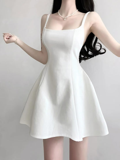 A Line White Short Simple Party Dress Homecoming Dress     cg25657