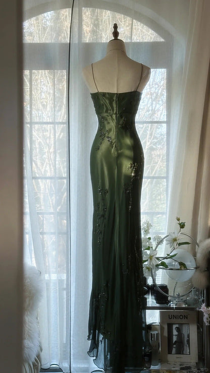 Vintage Green Evening Dresses, Sleeveless Long Party Gowns  cg25513