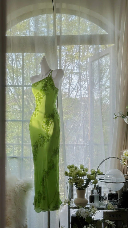 Vintage Evening Dresses, Green Sleeveless Party Gowns  cg25531