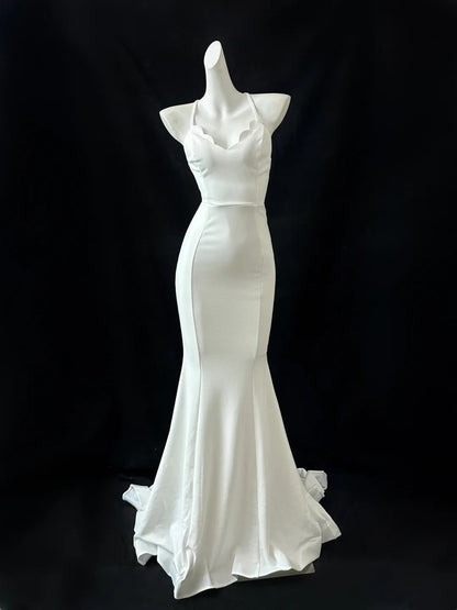 White Fashion Long Satin Prom Dress Evening Dress Party Dress gh4838