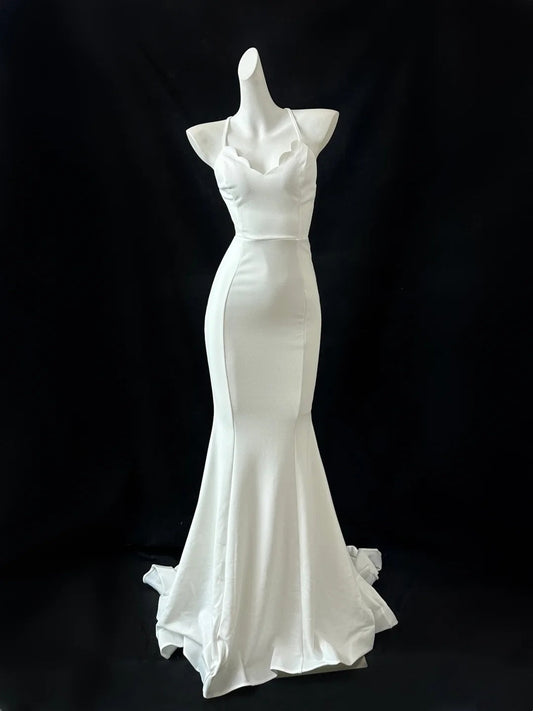 White Fashion Long Satin Prom Dress Evening Dress Party Dress gh4838