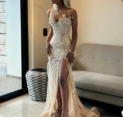 Champagne Evening Dresses,Sleeveless Party Prom Dress, Formal Dress    cg25471