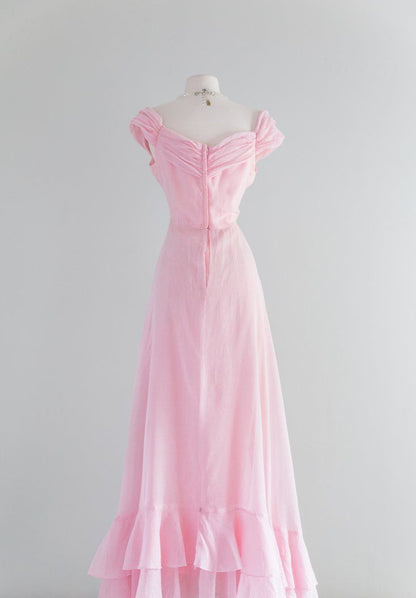 Retro Pink A-line Long Prom Dress,Pink Bridesmaid Dress      fg5991