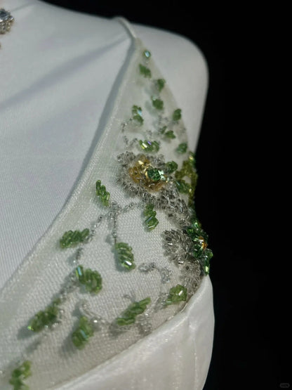 Light Green Spring Summer New Style Retro Fashion Elegant Exquisite Rhinestone Beads Floral Short Tulle Homecoming Dress Birthday Party Dress Prom Dress Evening Dress Prom Dress gh3861