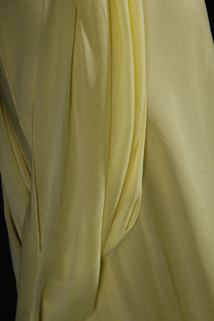 Yellow One Shoulder Chiffon Vintage Evening Dresses, Sleeveless Long Party Gowns  cg25500