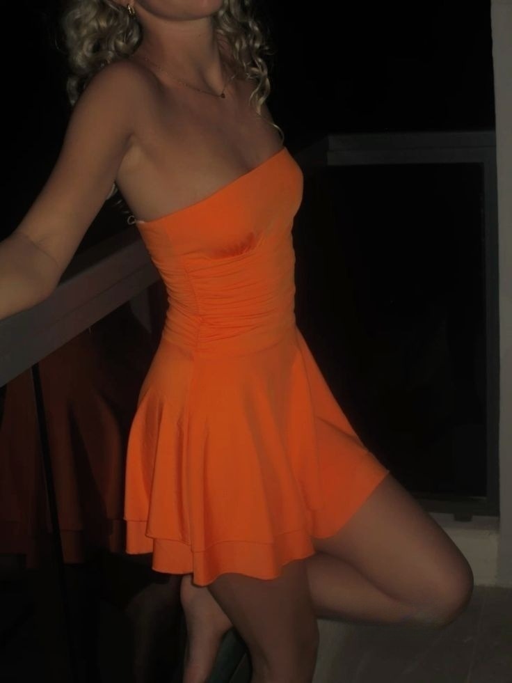A Line Orange Homecoming Dress Short Evening Dress Cocktail Dresses Short Party Dress   fg7934