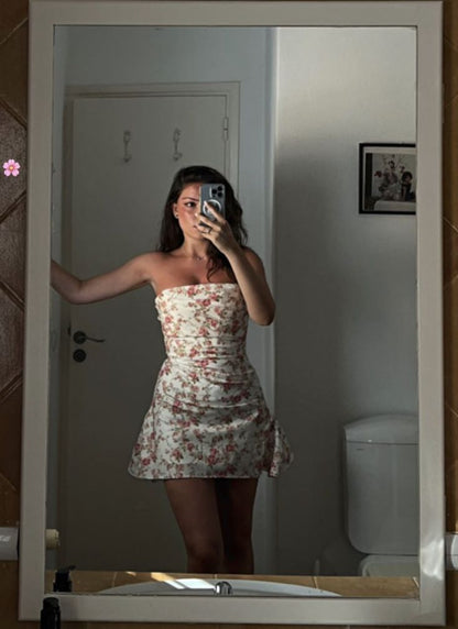 New Arrival Strapless Floral Print Homecoming Dress Party Dress    cg25994