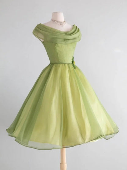A Line Green Off Shoulder Short Party Dress Cocktail Dresses Homecoming Dress     cg25702