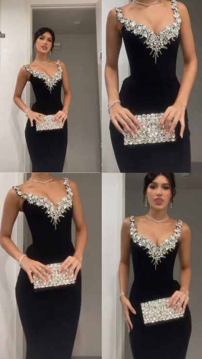 Black Mermaid Sexy Long Formal Dress Evening Party Dresses  fg7763