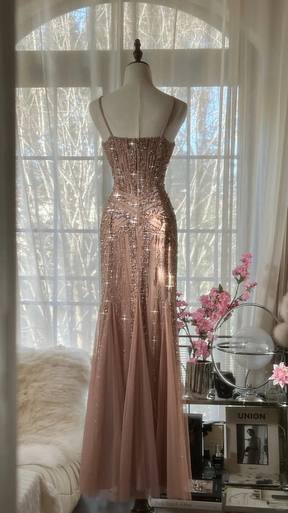 Vintage Champagne Evening Dresses, Sleeveless Long Party Gowns  cg25518