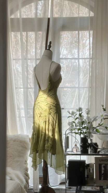Vintage Evening Dresses, Sleeveless Green Party Gowns  cg25516