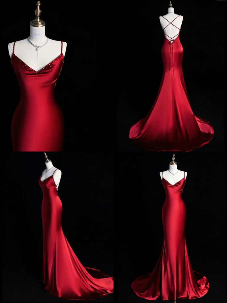 Red Mermaid Long Prom Party Dresses Unique Evening Dress   cg26058