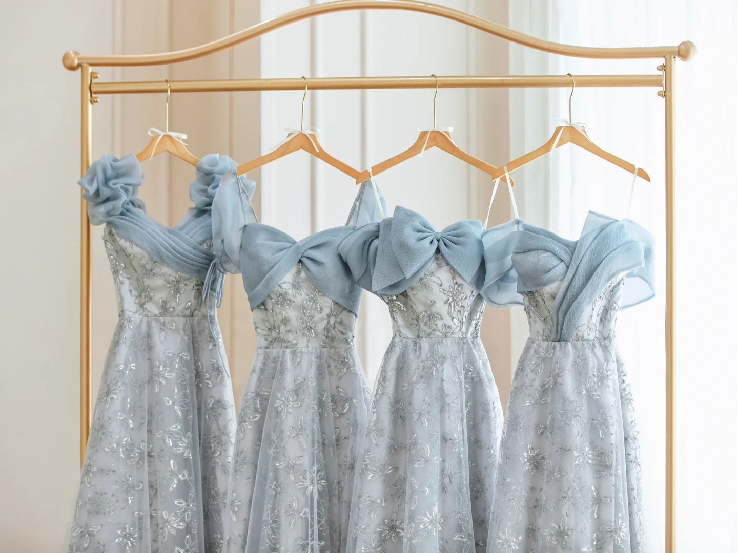 Blue Romantic Elegant Delicate Floral Long Tulle Ball Gown Evening Dress Party Dress Bridesmaid Dress Prom Dress gh3995