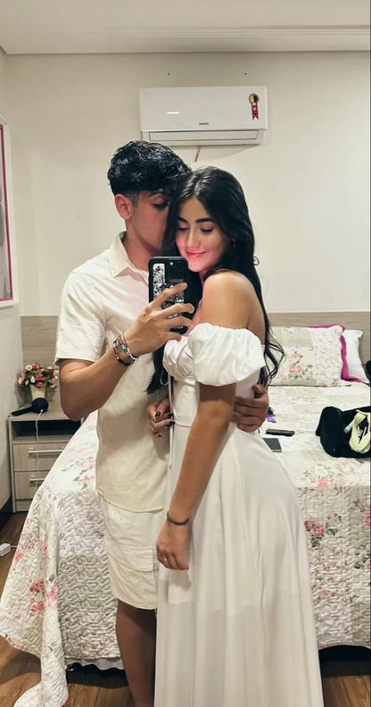 Fashion White A-line Long Evening Dress,White Senior Prom Gown     fg5739