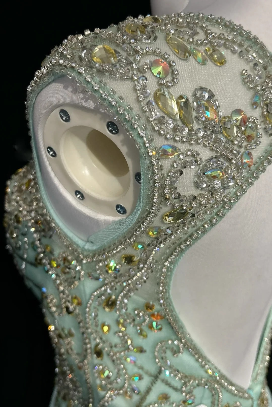 Green Gorgeous Shiny Elegant Exquisite Gemstone Beaded Tulle Long Backless Ball Gown Evening Gown Party Dress Prom Gown gh3849