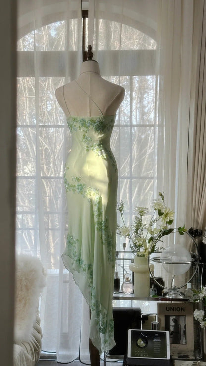 Green Romantic Gorgeous Exquisite Elegant Beaded One Shoulder Long Chiffon Evening Dress Prom Dress Prom Dress Birthday Vacation Party Dress gh4047