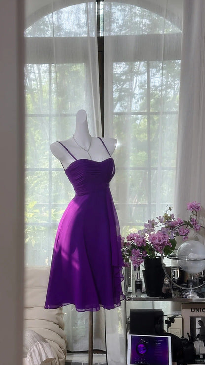 Purple Simple Fashion Short Chiffon Homecoming Dress Birthday Party Dress gh4989