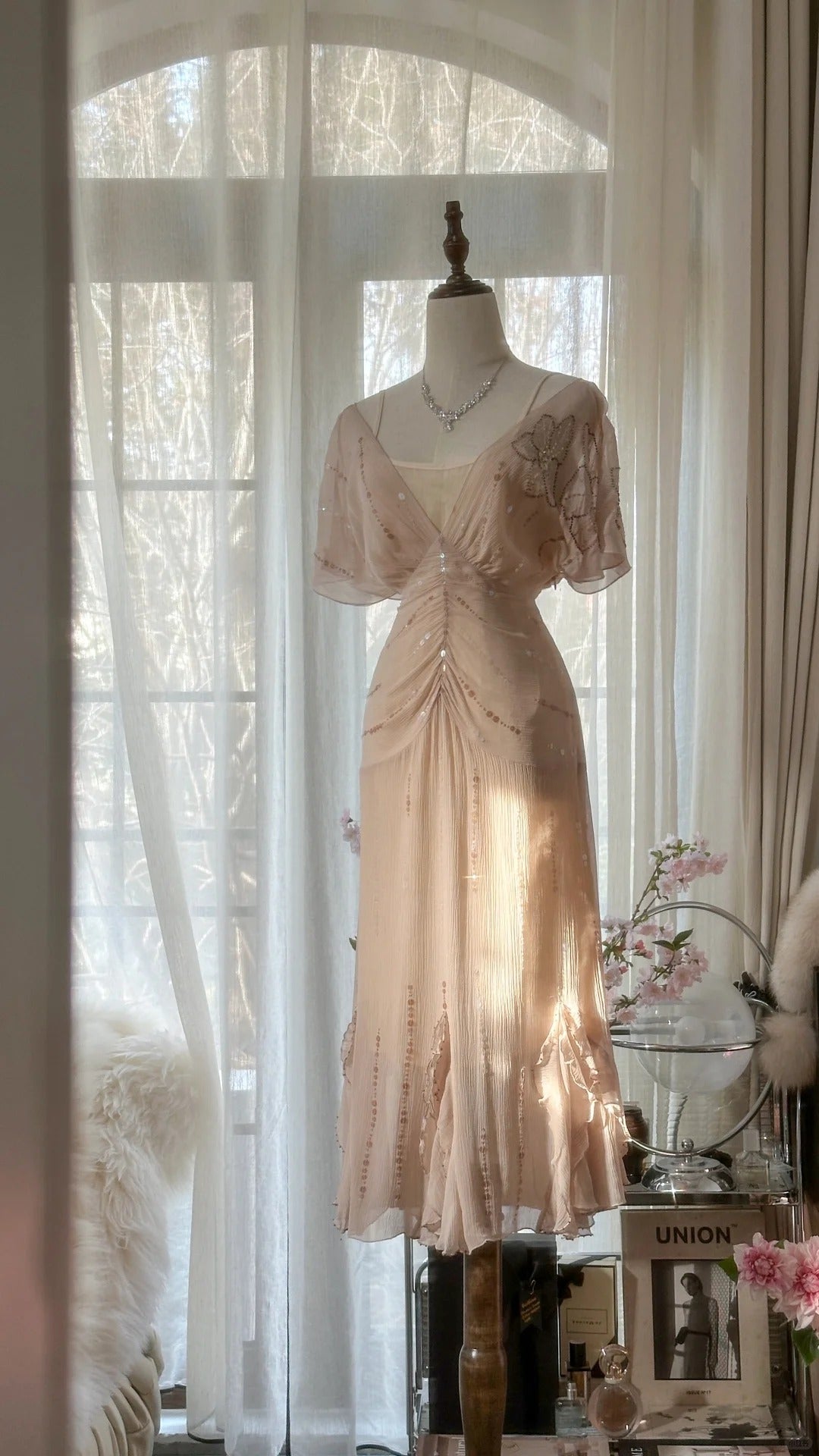 Light Pink Romantic Gorgeous Exquisite Elegant Beaded Long Chiffon Evening Dress Prom Dress Prom Dress Birthday Vacation Party Dress gh4046