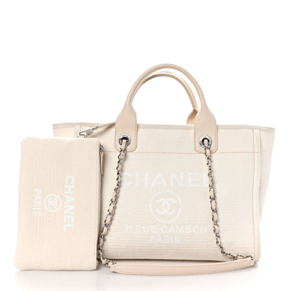 Chanel Mixed Fibers Small Deauville Tote White
