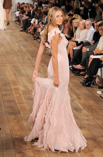 Gentle Mermaid V Neck Ruffle Light Pink Chiffon Long Prom Dress Graduation Prom Dress SH2600