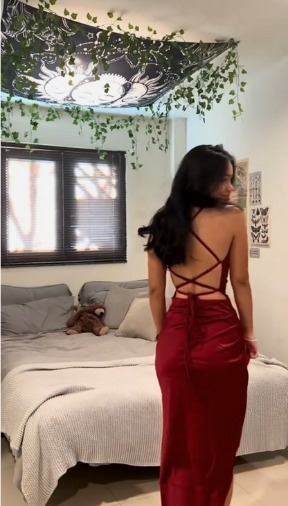 High Quality Burgundy Satin Prom Dresses Long Evening Gown       fg6210