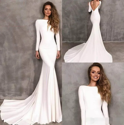 Mermaid Wedding Dress, Long Cowl Back Wedding Dress Wedding Gown    cg17124