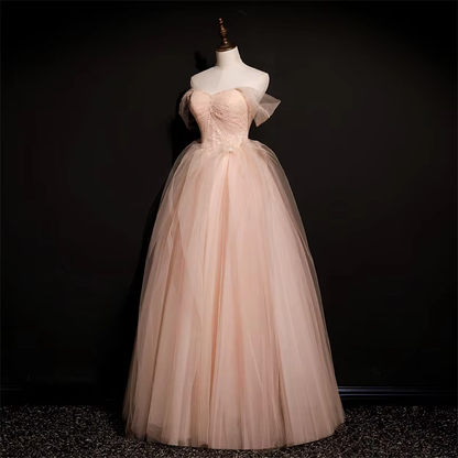 Pink Tulle Princess Beaded And Lace Long Formal prom Dress, Pink Party Dress Evening Dress    cg21801