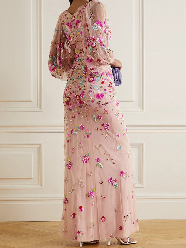 Sequined puff sleeve dress