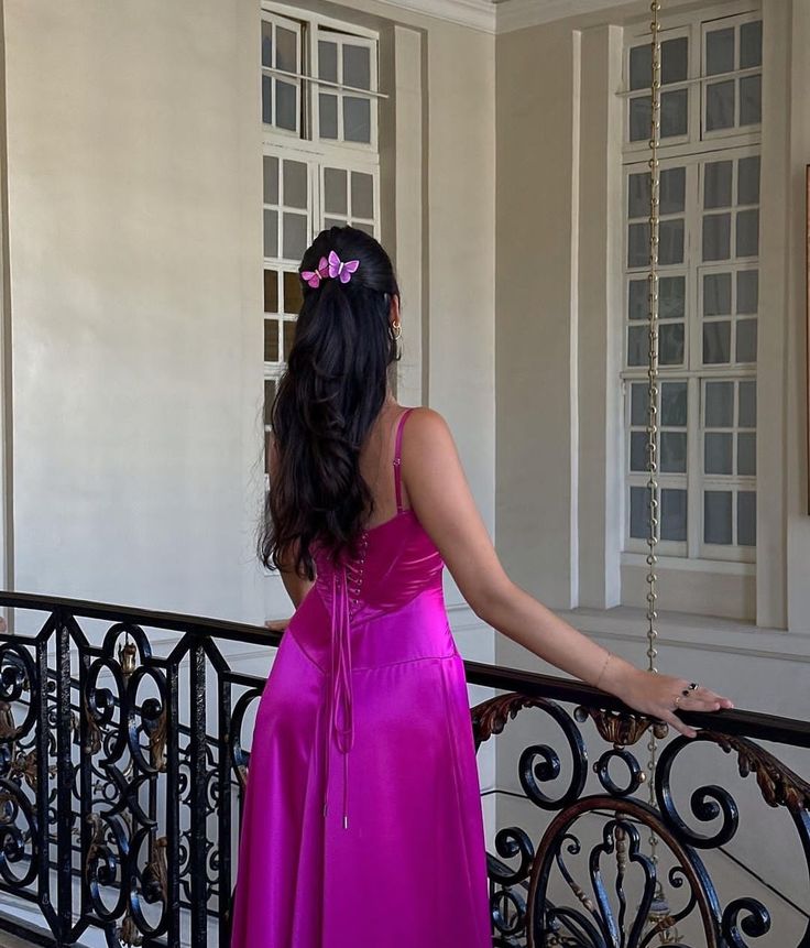 Pink Purple Sexy A-Line Spaghetti Strap Maxi Party Ball Gown Evening Dress gh3021