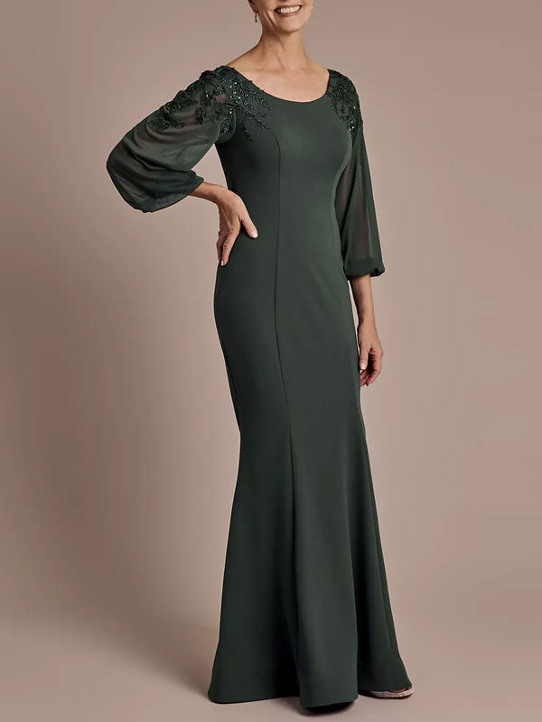 Embroidered Bandeau Ruffle Gown