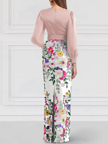 Ribbon Bow Slit Embroidery Mother of the Bride Dress