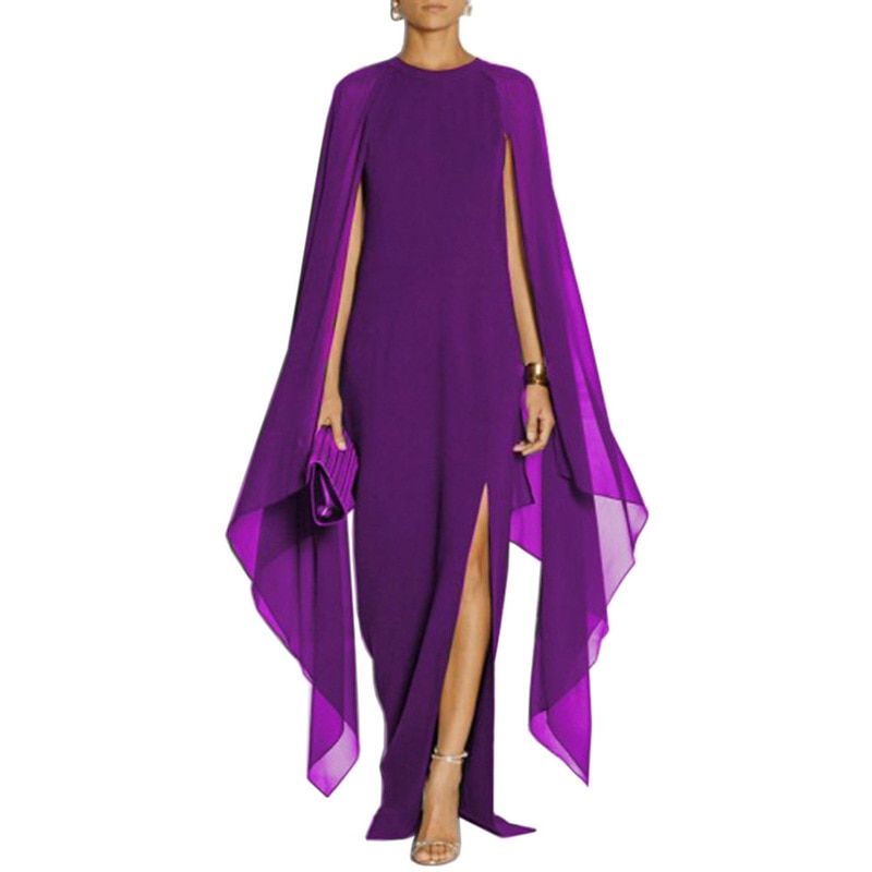 loveedsTM-Summer Maxi Dresses for Women Evening Party Chiffon Cape Sexy Long Dress Female High Slit Vestidos De Mujer Feminino Robe Femme