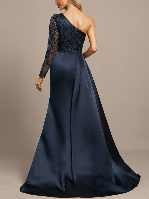 Off-shoulder Lace Solid Color Maxi Dress